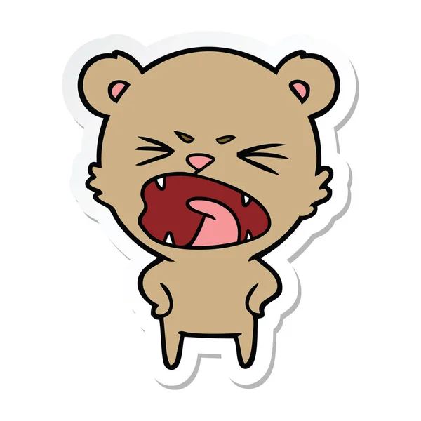 Sticker of a angry cartoon bear — Stock Vector