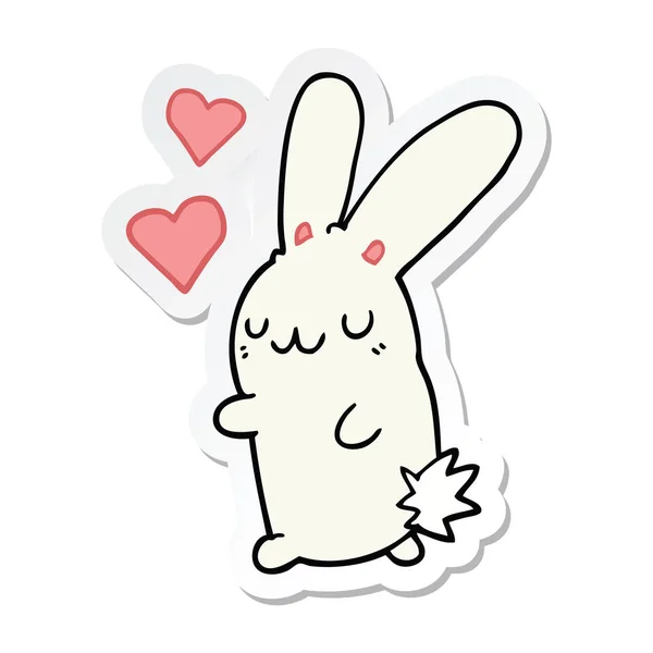 Sticker Cartoon Rabbit Love — Stock Vector