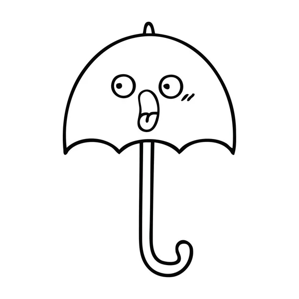 Linha desenho guarda-chuva desenhos animados — Vetor de Stock