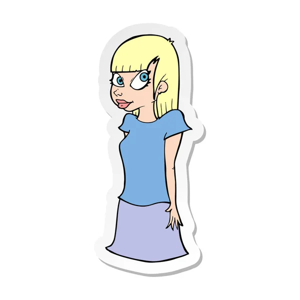 Sticker van een cartoon meisje — Stockvector
