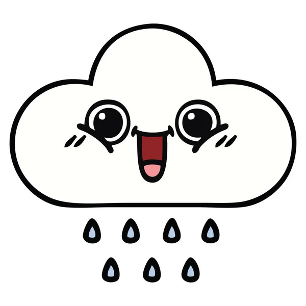 Aranyos rajzfilm eső felhő — Stock Vector