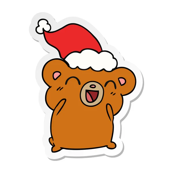 Pegatina de Navidad de dibujos animados de oso kawaii — Archivo Imágenes Vectoriales