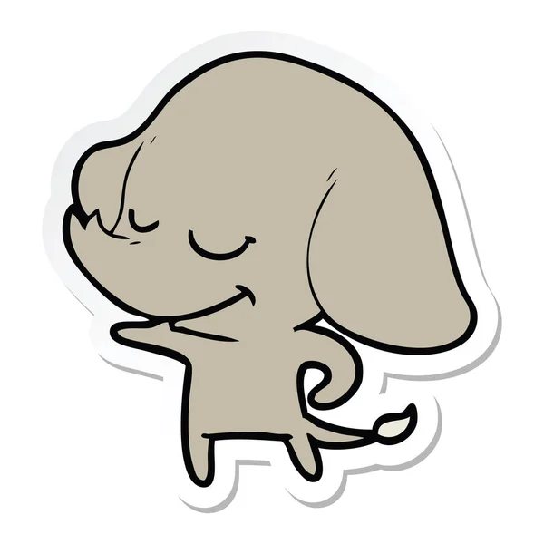 Pegatina de un elefante sonriente de dibujos animados — Vector de stock