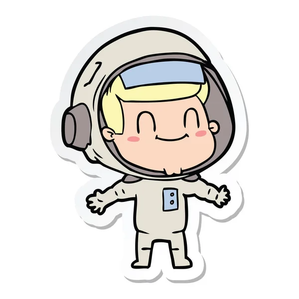 Pegatina de un astronauta de dibujos animados feliz hombre — Vector de stock