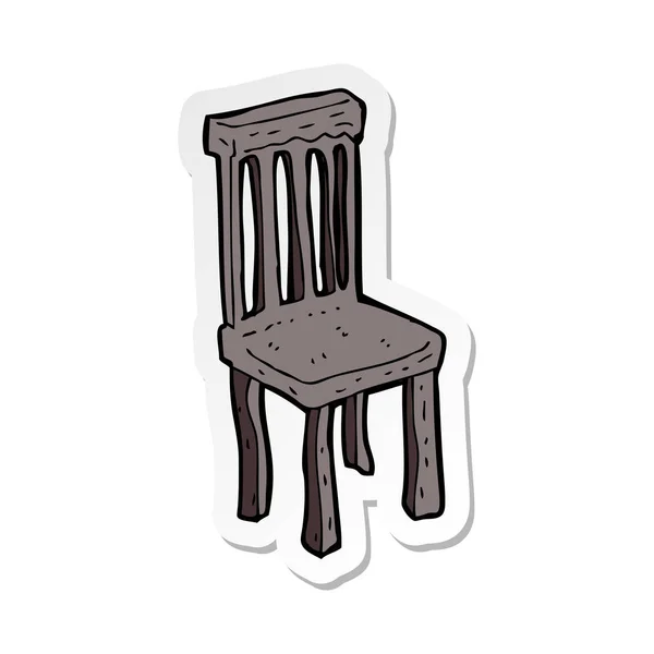 Autocollant d'une vieille chaise en bois de dessin animé — Image vectorielle