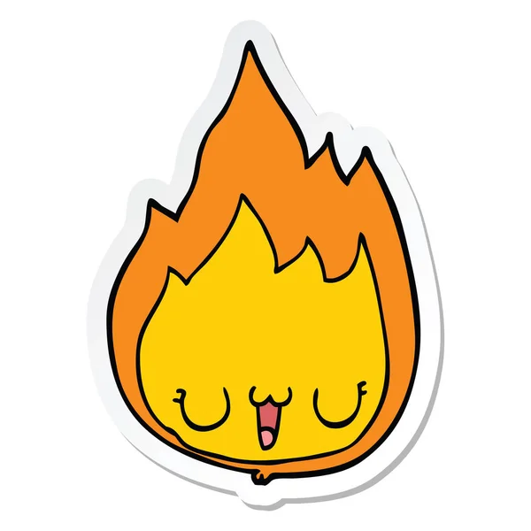 Sticker of a cartoon flame with face — Stock Vector