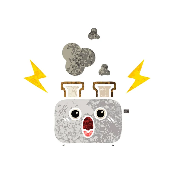 Retro illustration style cartoon of a toaster — Stock Vector