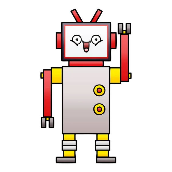 Градієнт затінений мультфільм щасливий робот — стоковий вектор