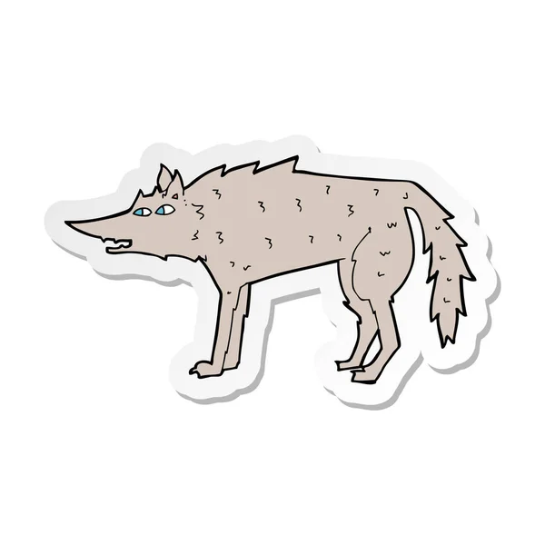 Adesivo di un lupo dei cartoni animati — Vettoriale Stock