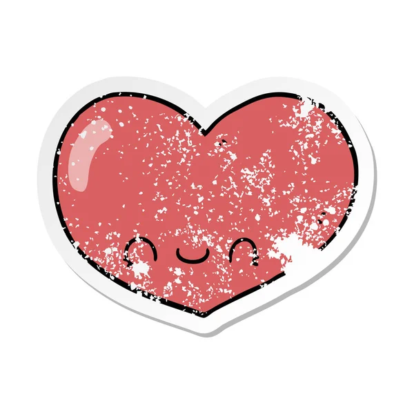 Distressed sticker of a cartoon love heart character — Stock Vector