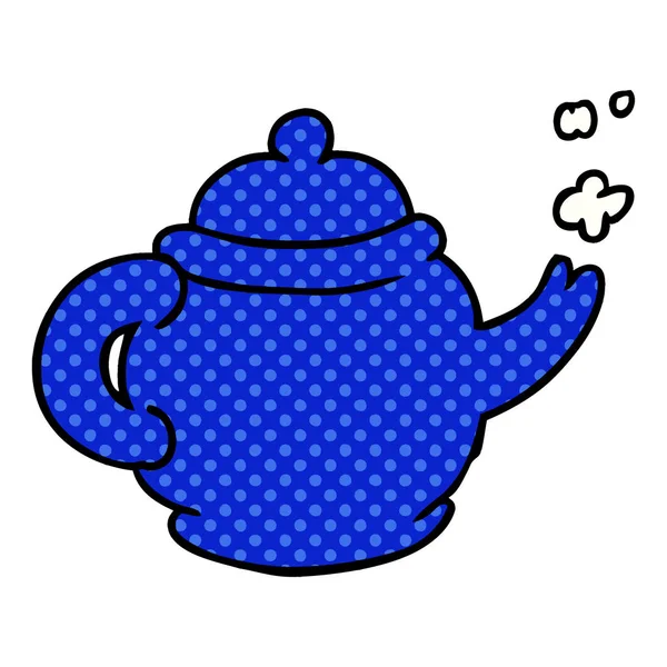 Doodle de desenho animado de um pote de chá azul — Vetor de Stock