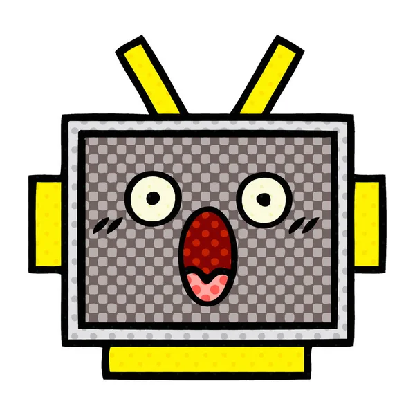 Desene Animate Stil Benzi Desenate Ale Unui Cap Robot — Vector de stoc