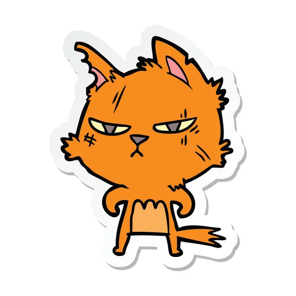 Sticker van een taaie cartoon kat — Stockvector