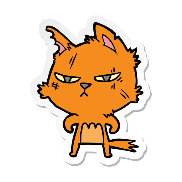 Sticker of a tough cartoon cat — Stock Vector