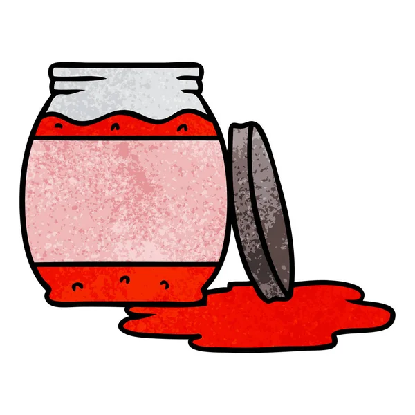 Texturou kreslený doodle jahodového džemu — Stockový vektor
