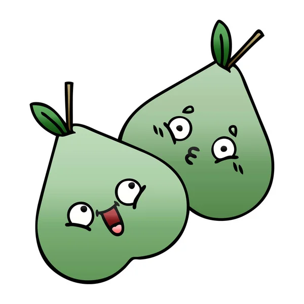 Gradient shaded cartoon green pear — Stock Vector