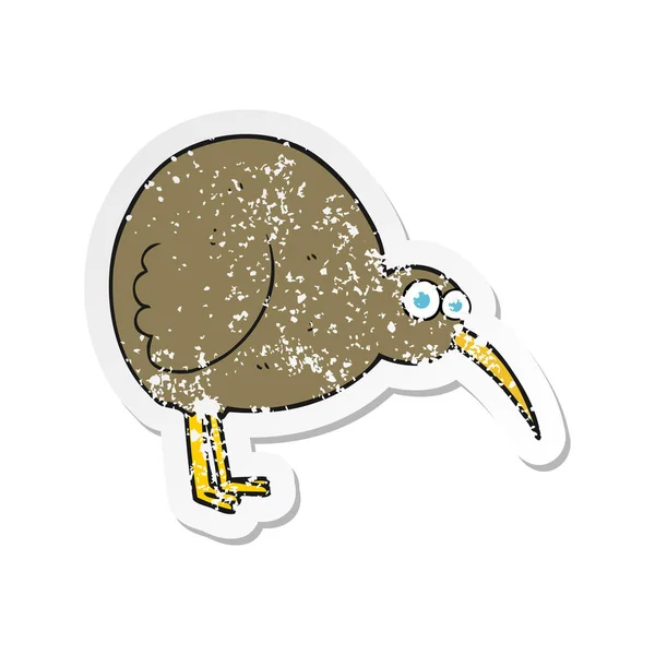 Ρετρό αναξιοπαθούντα αυτοκόλλητο από ένα πουλί ακτινίδιων κινουμένων σχεδίων — Διανυσματικό Αρχείο
