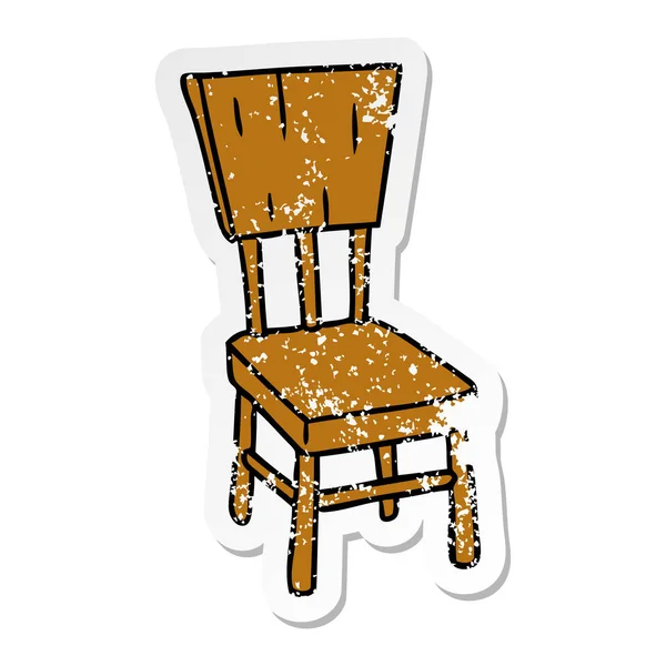 Hand Drawn Distressed Sticker Cartoon Doodle Wooden Chair — Stock Vector