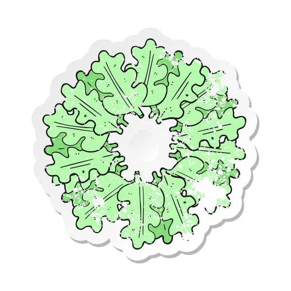 Autocollant en détresse rétro d'un dessin animé feuilles de chêne dans un anneau — Image vectorielle