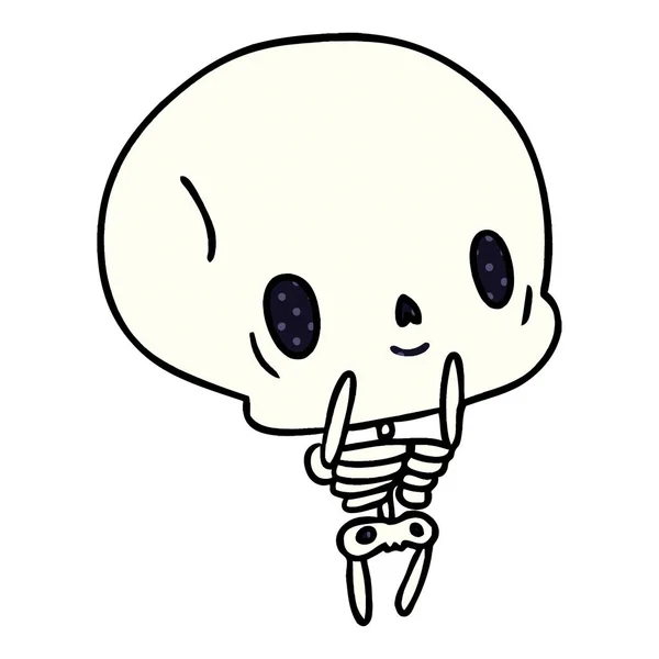 Cartoon kawaii schattig dode skeleton — Stockvector