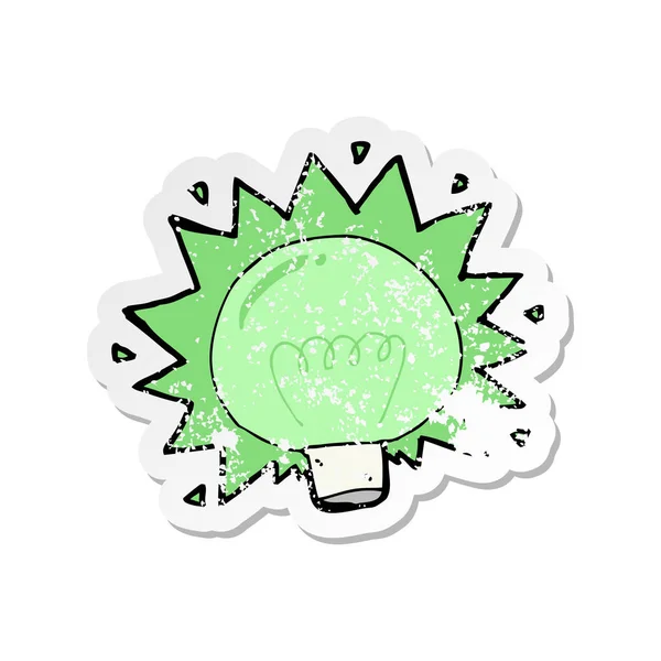 レトロな不良漫画の緑の電球を点滅のステッカー — ストックベクタ