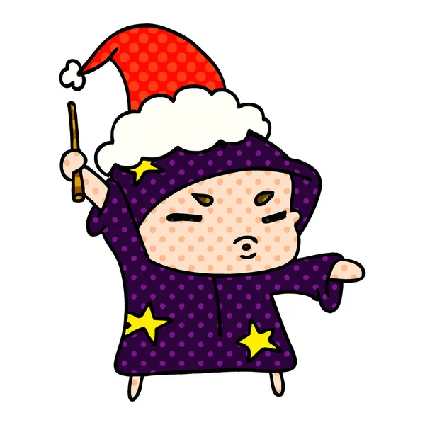 Mão Desenhada Desenhos Animados Natal Assistente Kawaii —  Vetores de Stock