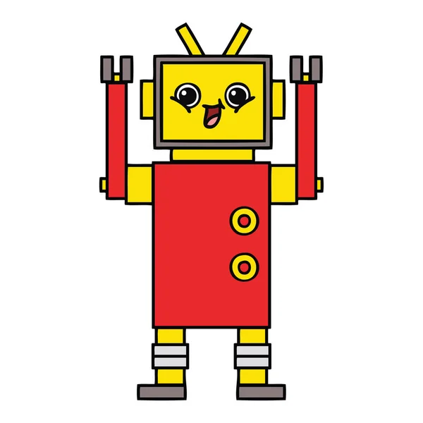 Mignon dessin animé heureux robot — Image vectorielle