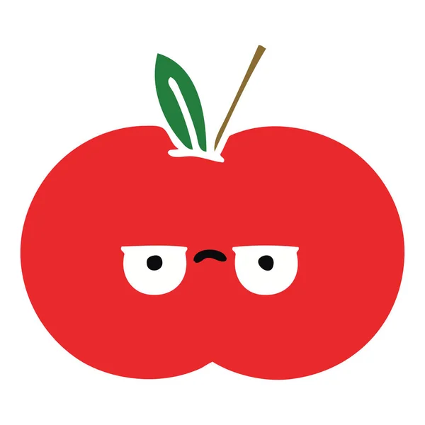 Düz renk retro karikatür kırmızı elma — Stok Vektör