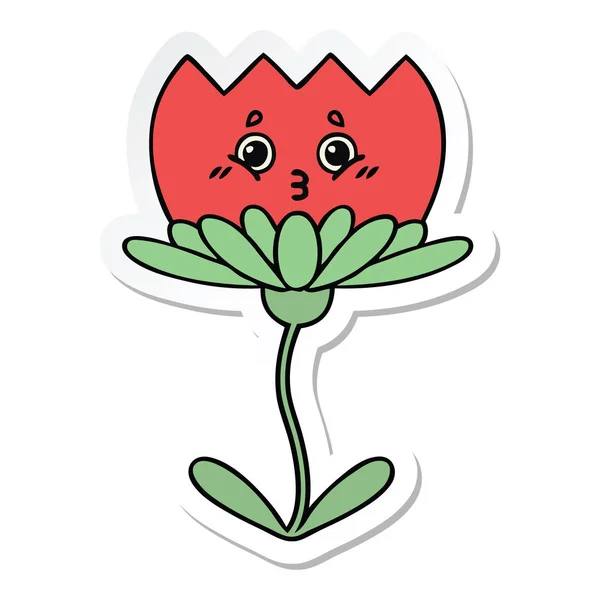 Stiker dari sebuah bunga kartun lucu - Stok Vektor