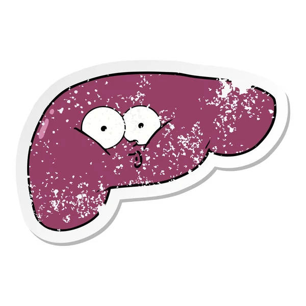 Verontruste sticker van een cartoon nieuwsgierig lever — Stockvector