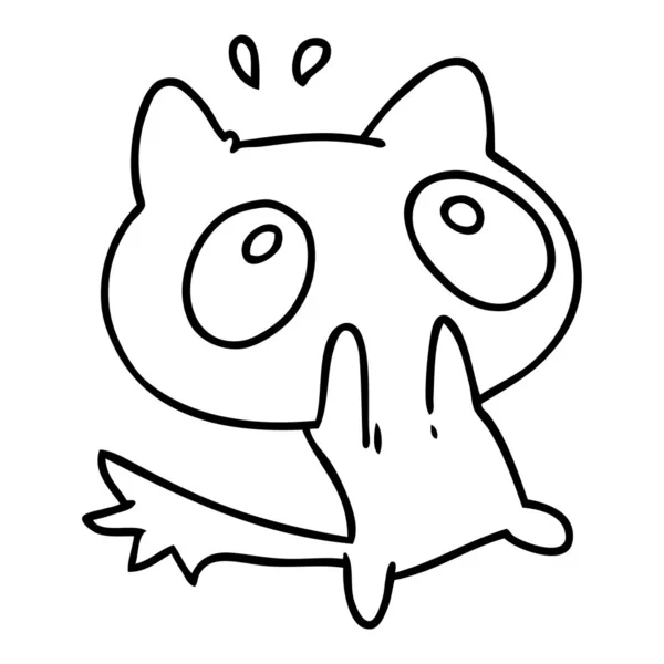 Dessin de ligne kawaii d'un chat choqué — Image vectorielle