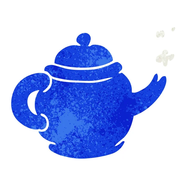 Ретро Мультяшные Каракули Голубого Чайника — стоковый вектор