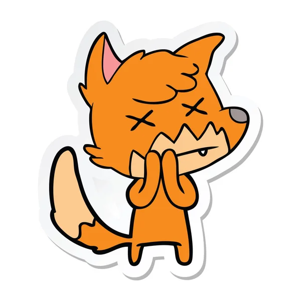 Sticker Van Een Cartoon Dode Fox — Stockvector