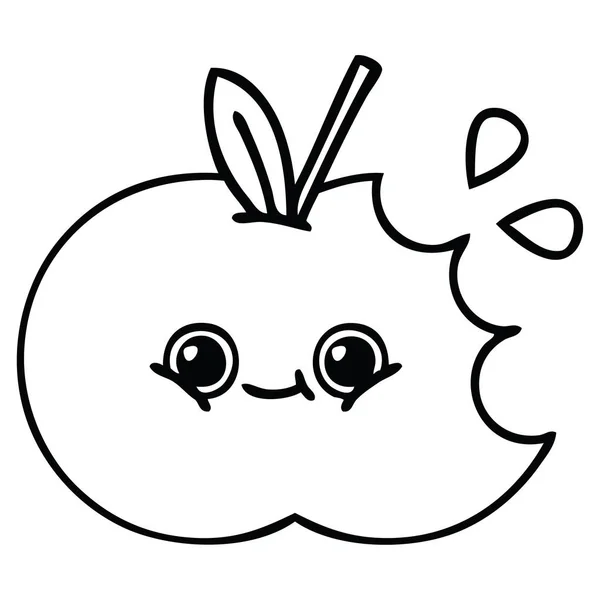 Dibujo Línea Dibujos Animados Una Manzana — Vector de stock