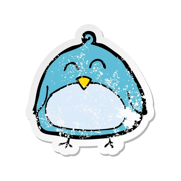 Ретро Стресова Наклейка Смішного Мультяшного Птаха — стоковий вектор
