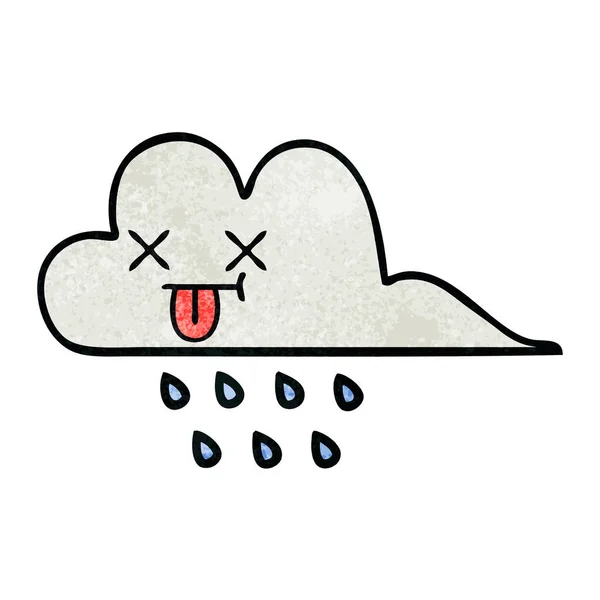 Rétro grunge texture dessin animé pluie nuage — Image vectorielle