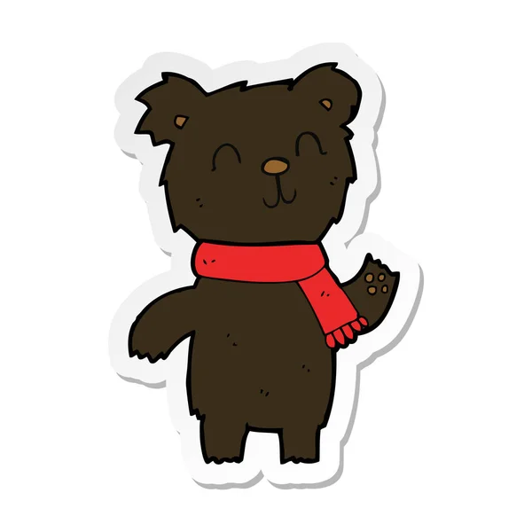 Pegatina Lindo Oso Negro Dibujos Animados Cachorro — Vector de stock