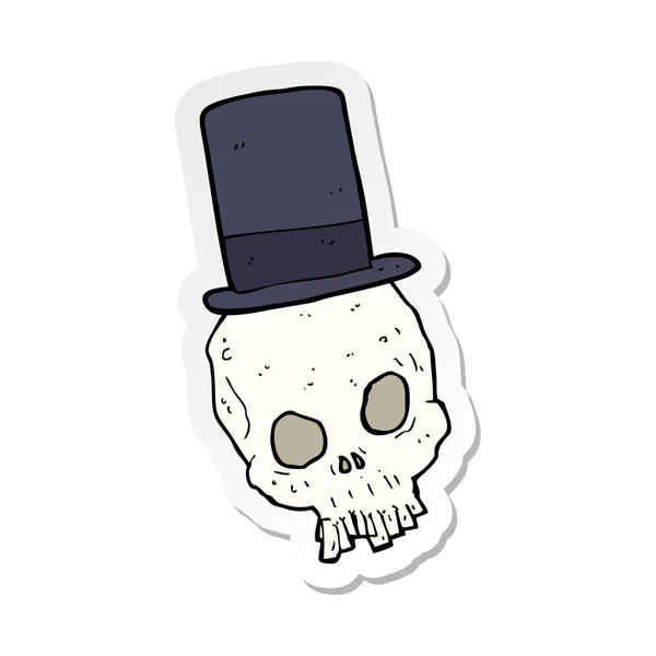 Sticker Cartoon Skull Wearing Top Hat — Stock Vector