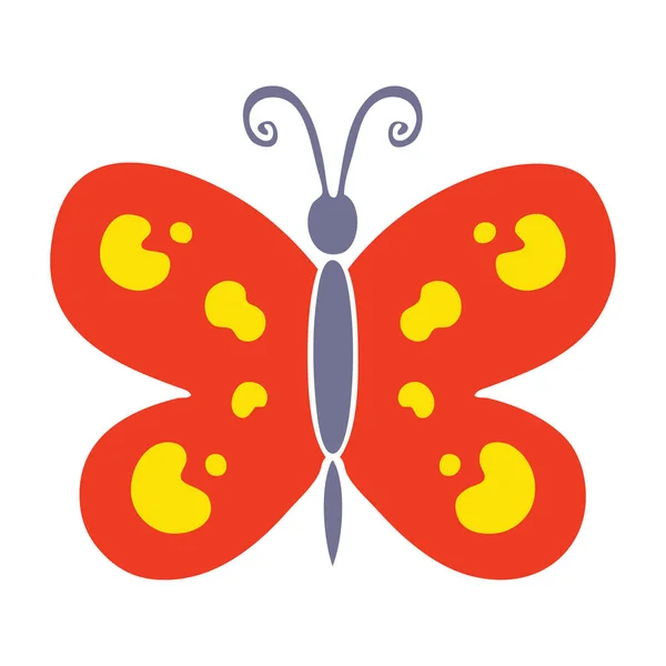Bizarní rukou nakreslené karikatuře motýl — Stockový vektor