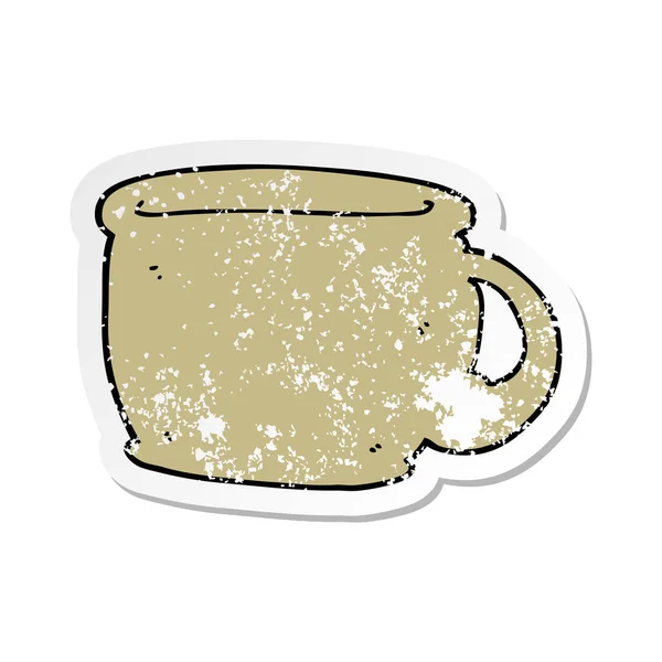 Nödställda Klistermärke Cartoon Kaffe Kopp — Stock vektor