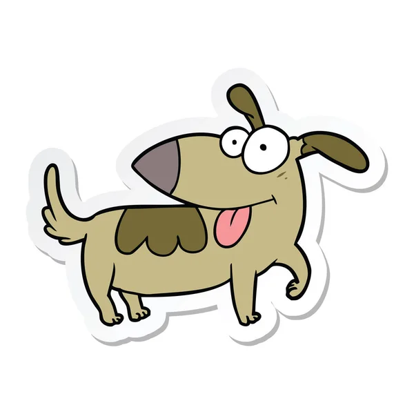 Autocollant d'un chien heureux dessin animé — Image vectorielle