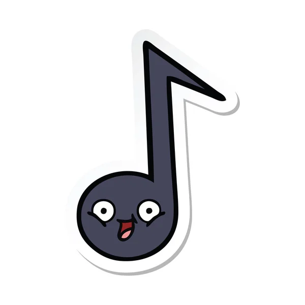 Pegatina Una Nota Musical Dibujos Animados Lindo — Vector de stock