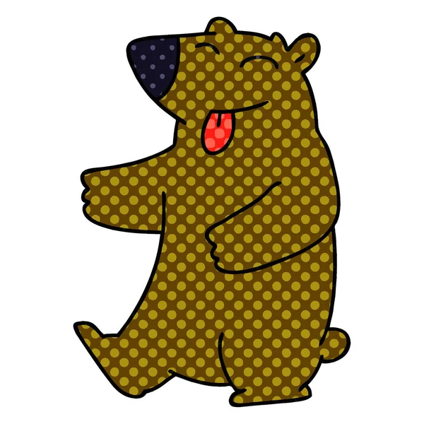 Estilo Banda Desenhada Peculiar Urso Desenho Animado — Vetor de Stock