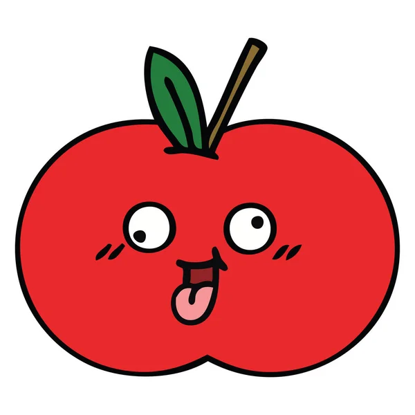 น่ารักการ์ตูนแอปเปิ้ลสีแดง — ภาพเวกเตอร์สต็อก