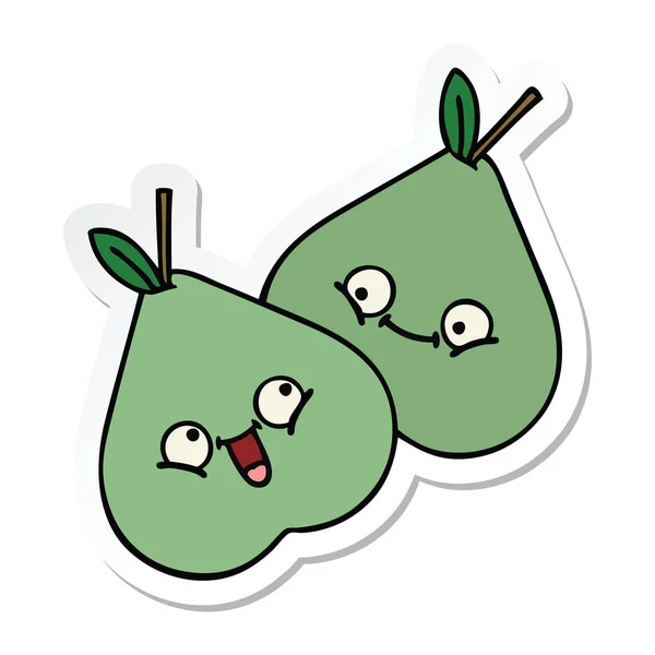 Sticker voor een leuke cartoon groene pear — Stockvector