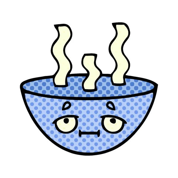 Comic book style cartoon bowl of hot soup — Stock Vector
