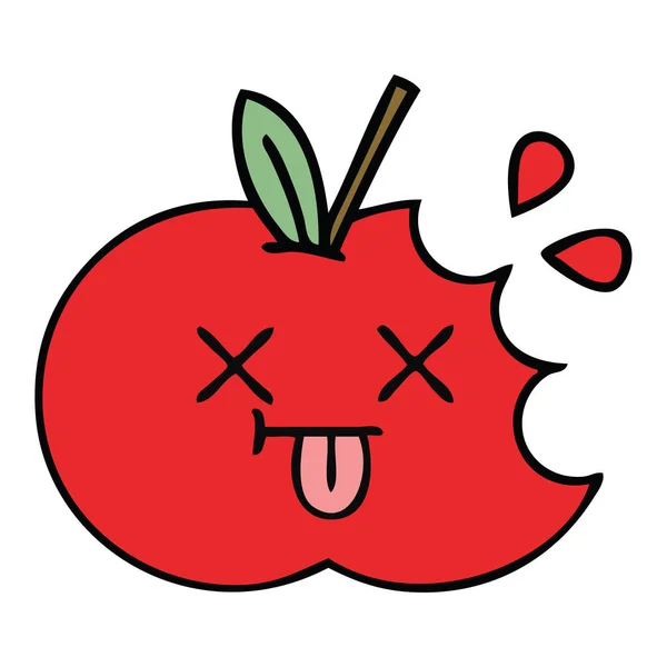 Niedliche Karikatur Eines Roten Apfels — Stockvektor