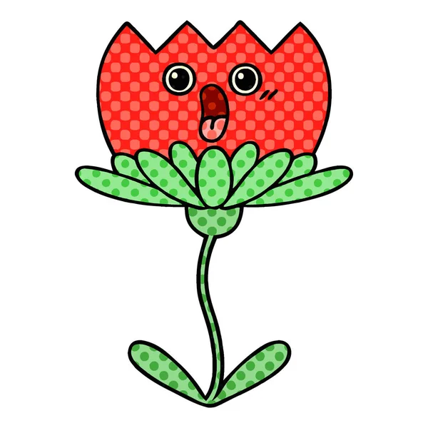 Estilo cómic flor de dibujos animados — Vector de stock