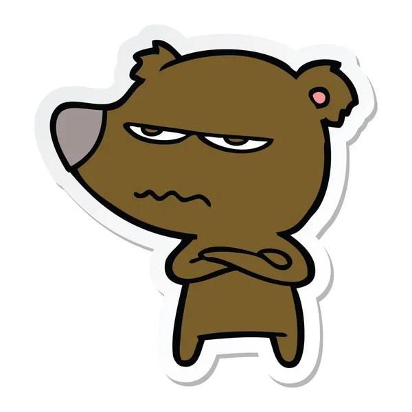 Sticker of a angry bear cartoon — Stock Vector