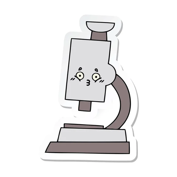 かわいい漫画の顕微鏡のステッカー — ストックベクタ